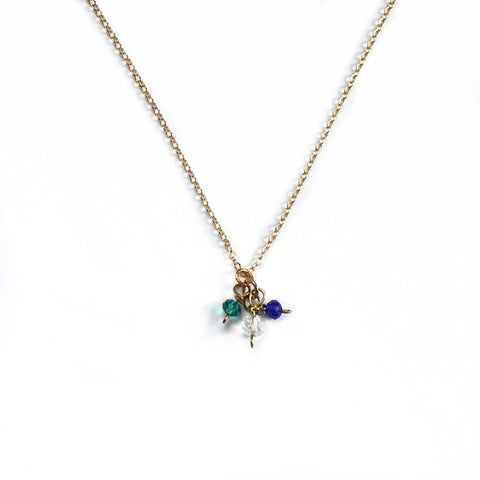 Just Trade Temple Bead Cluster Necklace Green Blue Clear Crystals