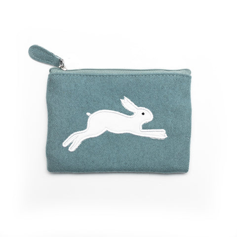 Just Trade Teal Felt Purse with Appliquéd Hare