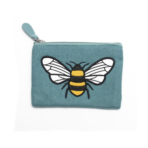 Just Trade Teal Felt Purse with Appliquéd Bee
