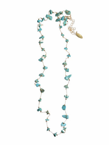 Hot Tomato Chips 'n Chain Necklace in Gold and Turquoise