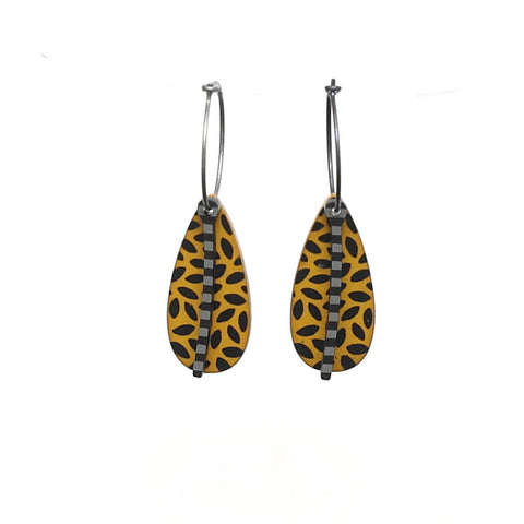 Lene Lundberg Light Tan with Black dots Tear Drop Earrings