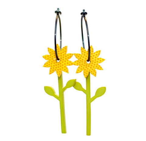 Lene Lundberg K Form Yellow Sunflower Earrings