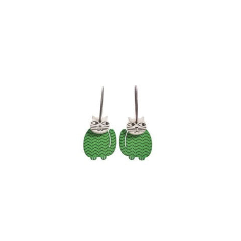 Lene Lundberg K-Form Fat Cat Earrings in Bright Green