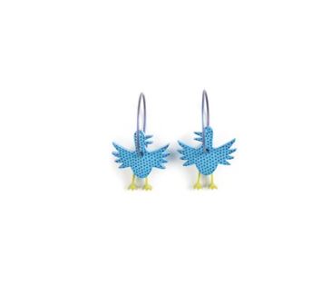 Lene Lundberg Earrings Light Blue Geese with Yellow Legs