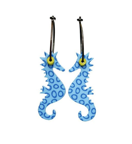 Lene Lundberg Earrings Light Blue Seahorses