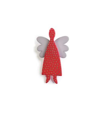 Lene Lundberg Earrings Angels with Red Bodies and Grey Wings