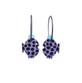 Lene Lundberg K Form Purple Spotted Puffer Fish Earrings