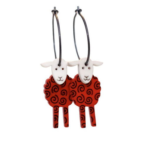 Lene Lundberg K-Form Grey Faced Red Sheep Earrings