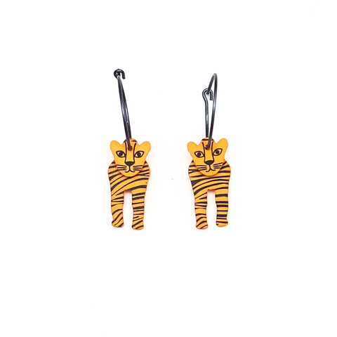 Lene Lundberg Orange Tigers with Black Stripes Earrings