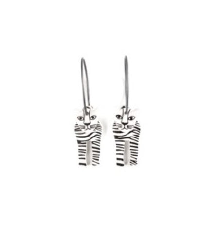 Lene Lundberg White Tigers with Black Stripes Earrings