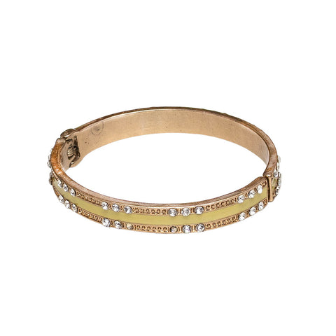 Lovett & Co Lime Green Enamel Bracelet with Clear Crystals