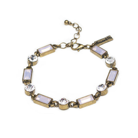 Lovett & Co Bracelet with Rosewater Opal Baguette Cut and Clear Crystals