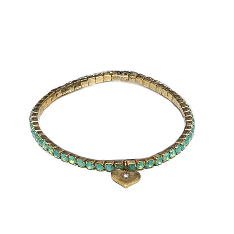 Lovett Soft Green Crystals Stretch Bracelet