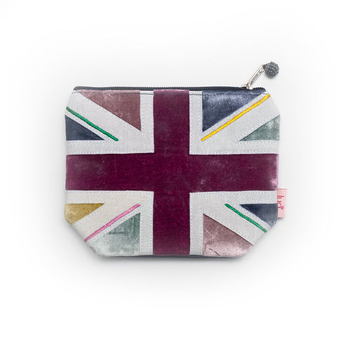 Lua Linen and Velvet Union Flag Small Makeup Bag