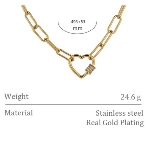 Misgraceful Frankie Carabiner Gold Heart Necklace Dimensions