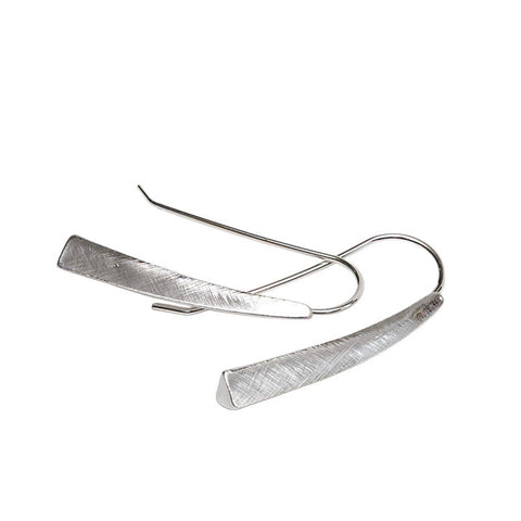 Pom Silver Plated Brushed Tri-Edge Drop Earrings