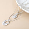 Pom Silver Plated Double Layer Paper Link and Box Chain Necklace with Beaten Discs Pom Silver Plated Double Layer Paper Link and Box Chain Necklace with Beaten Discs