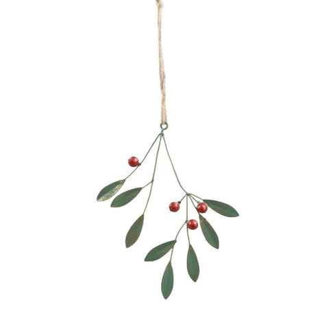 Delicate Leaves and Red Berries Hanging Christmas Decoration