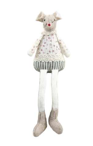 Sitting Mouse With Dangly Legs and Floral Top