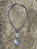 Hot Tomato Scroll Heart Pendant Necklace in Worn Silver and Grey Hot Tomato Scroll Heart Pendant Necklace in Worn Silver and Grey