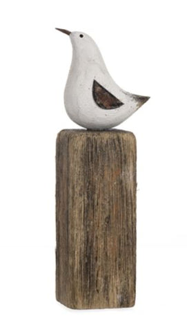 Shoeless Joe Bird on Tall Driftwood Block