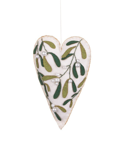 Shoeless Joe Mistletoe Heart Hanging Christmas Decoration