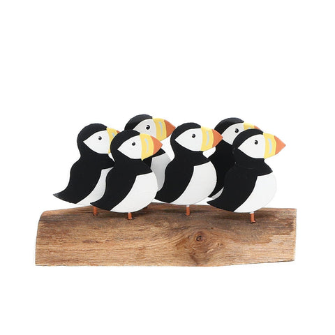 Shoeless Joe Puffins on Driftwood