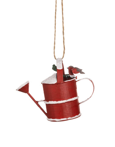 Robins on Watering Can Hanging Christmas Decoration from Shoeless Joe