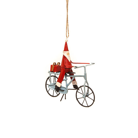 Santa on Bike with Gift Hanging Christmas Decoration from Shoeless Joe