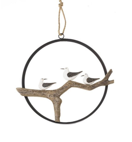 Shoeless Joe Seagulls Perched in Ring Hanging Decoration