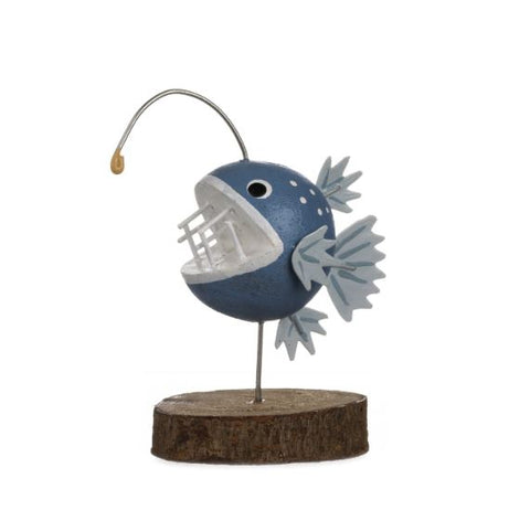 Shoeless Joe Blue Angler Fish on Stand
