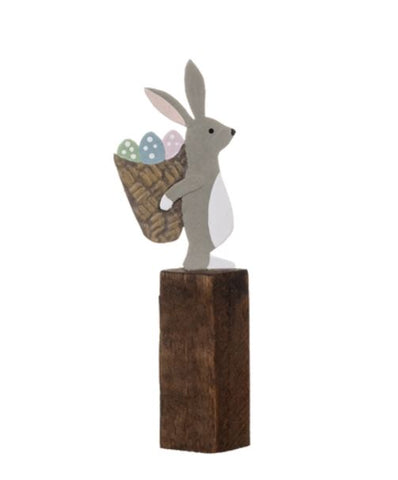 Shoeless Joe Bunny with Basket of Easter Eggs Decoration
