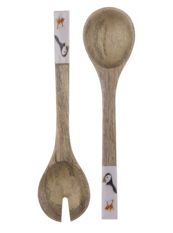 Shoeless Joe Puffin Mango Wood Salad Servers