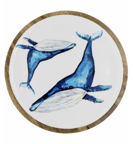 Shoeless Joe Blue Whales Mango Wood Tray