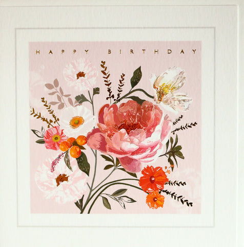 Floral Bouquet Happy Birthday Card