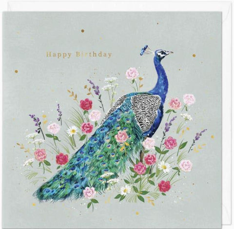 Peacock Happy Birthday Greeting Card