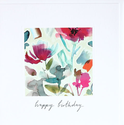 Stylised Floral Happy Birthday Card