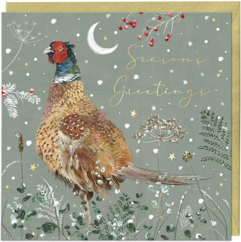 Pheasant and Berries Christmas Card
