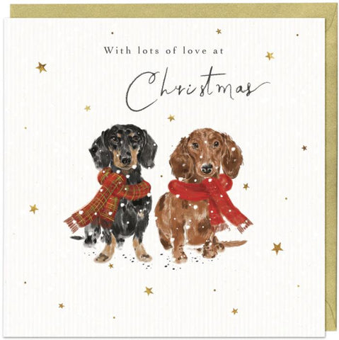 Wrapped up Dachshunds Christmas Card