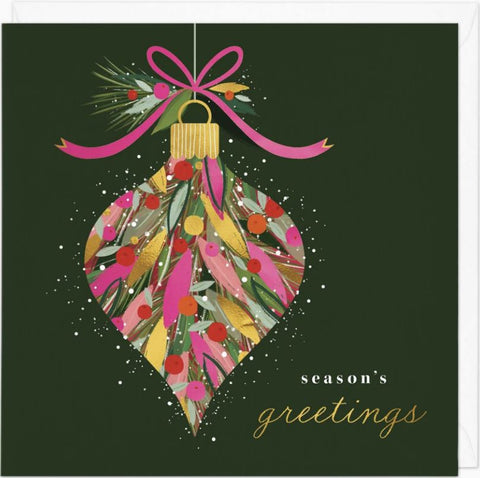 Pink and Gold Bauble Christmas Card