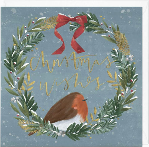Robin Wreath Christmas Card
