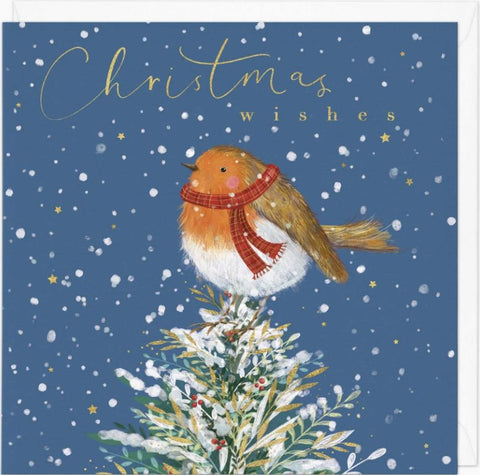 Robin on a Tree Christmas Card