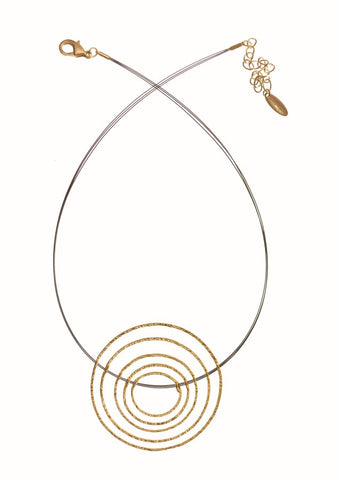Hot Tomato Ripple Effect Suspended Necklace Gold