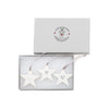 Angel Ceramics Set of Three Matt Stars with Hearts Hanging Decorations in Box Angel Ceramics Set of Three Matt Stars with Hearts Hanging Decorations in Box