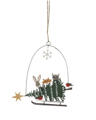 Christmas Tree Animal Sled Christmas Decoration from Shoeless Joe
