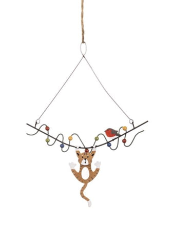 Cat Hanging Fairy Lights Christmas Decoration from Shoeless Joe