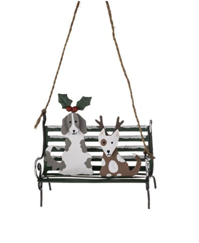 Dogs on Park Bench Hanging Christmas Decoration from Shoeless Joe