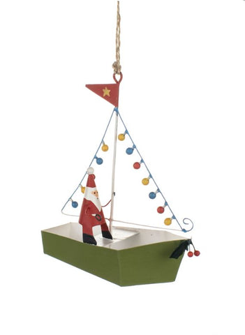 Shoeless Joe Santa in a Light Up Boat