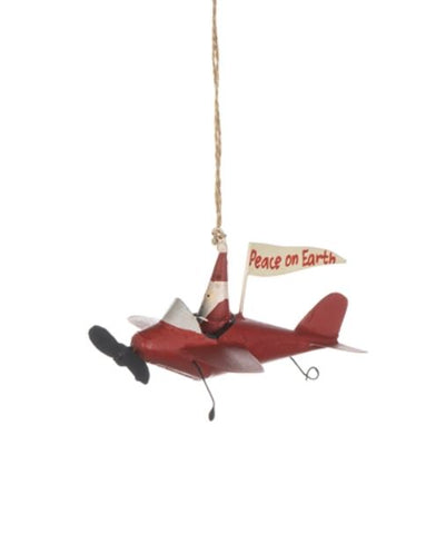 Santa in a Red Airplane Christmas Decoration from Shoeless Joe