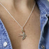 Pom Silver Plated Swallow Necklace with Golden Heart modelled Pom Silver Plated Swallow Necklace with Golden Heart modelled